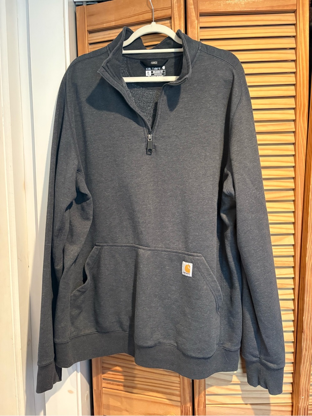Carhartt Force Relaxed 1/4 Zip Sweatshirt Mock Neck XL Tall Workwear Outdoors
